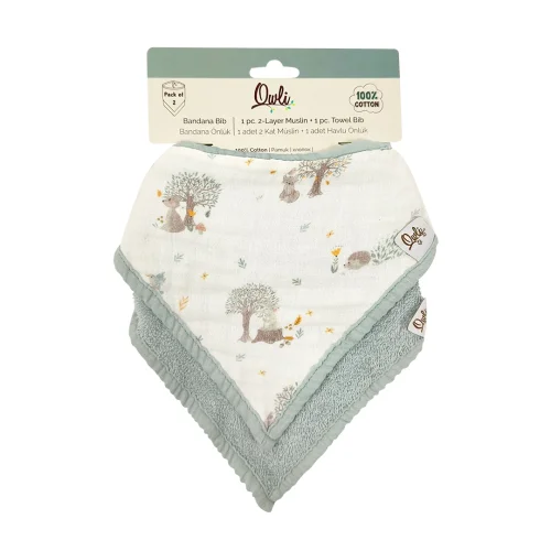 Owli - Lovelayers 2-layer Muslin Towel Bandana Bib 2-pack Set