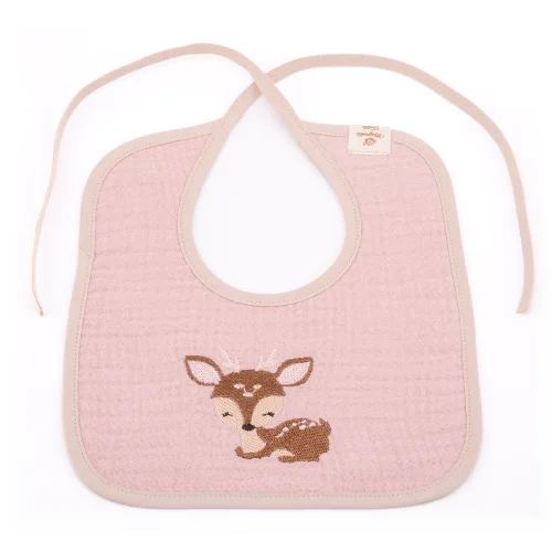 Magnolia Textile - Gazelle Embroidered Muslin Baby Bib