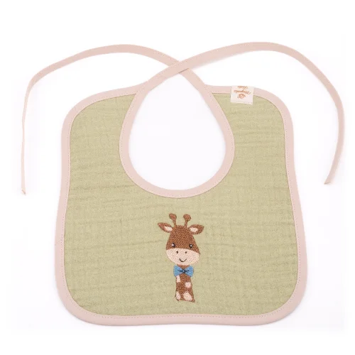 Magnolia Textile - Giraffe Embroidered Muslin Baby Bib