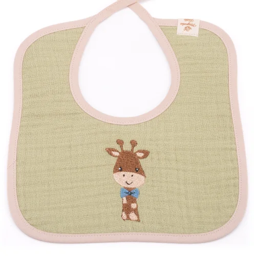 Magnolia Textile - Giraffe Embroidered Muslin Baby Bib