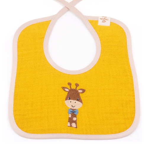 Magnolia Textile - Giraffe Embroidered Muslin Baby Bib