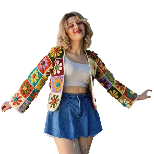 Zone Design - Hand-knitted Cardigan - Garden