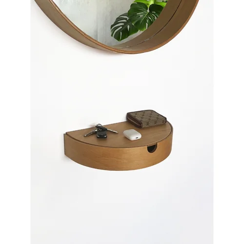 Fagus Wood - Wooden Hallway Keychain Box And Decorative Wall Shelf, Bedside Nightstand With Cover