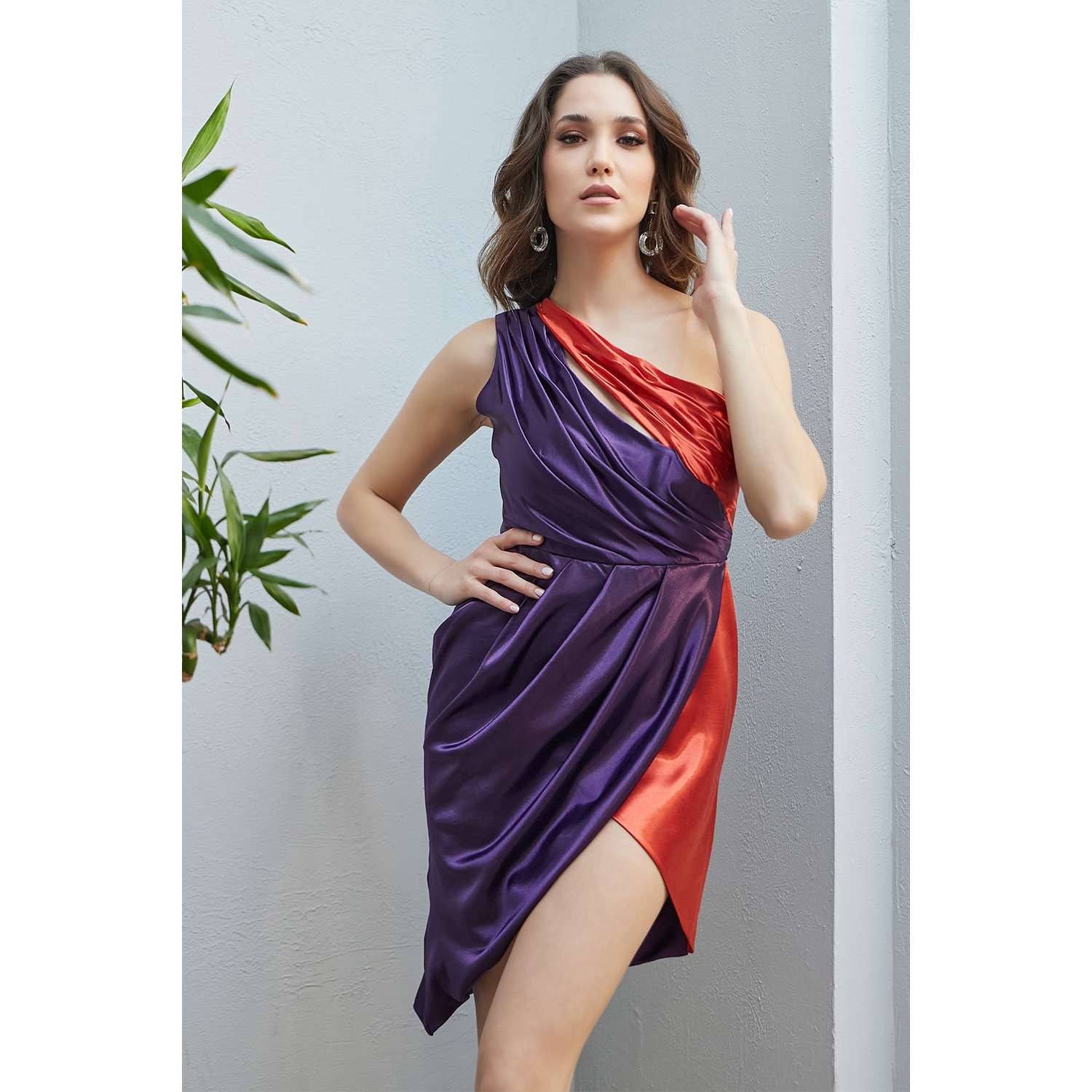 Purple Asymmetrical Cut  Dress Reyna