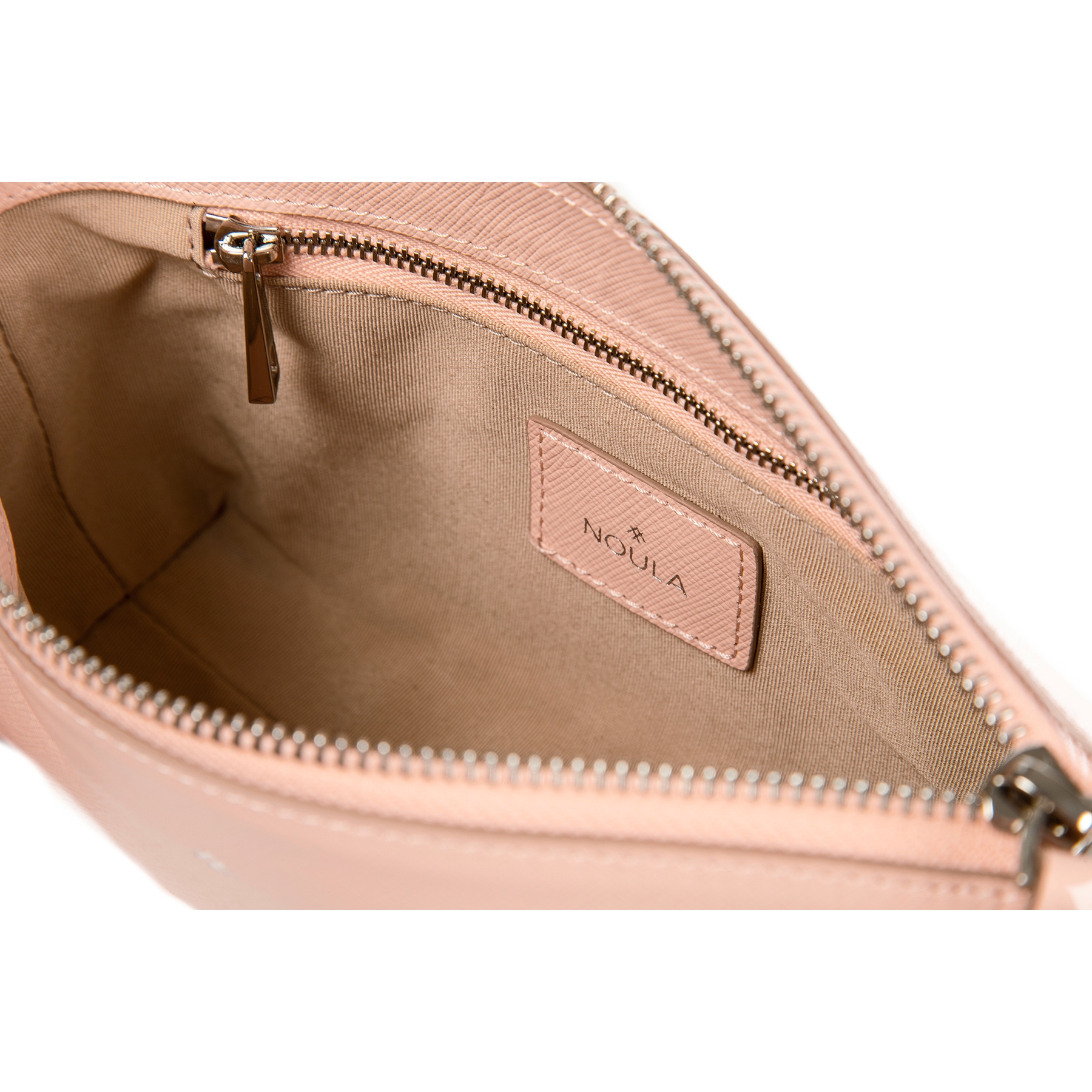Noula - Light Pink Leather Double Strap Shoulder Bag | hipicon