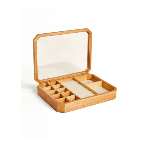 The Mia - Wooden Jewelry Box 13 Compartments 30x23x8 Cm