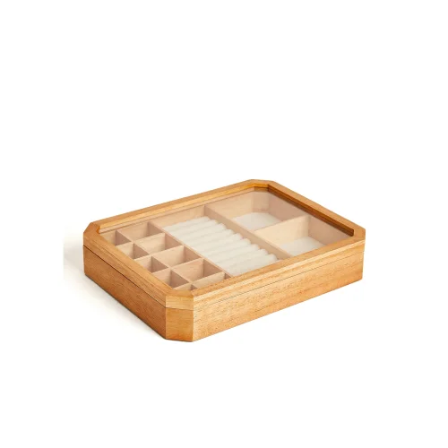 The Mia - Wooden Jewelry Box 13 Compartments 30x23x8 Cm