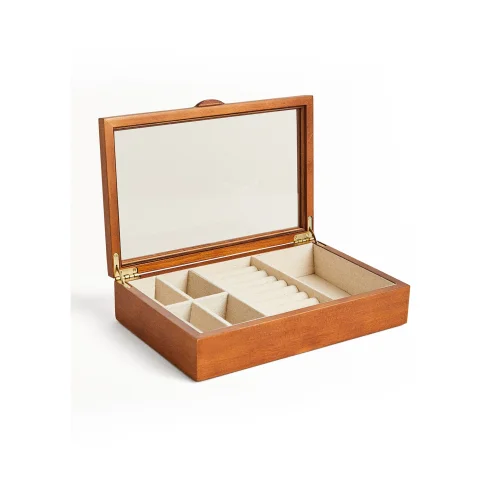 The Mia - Wooden Jewelry Box 6 Compartments 34x19x8 Cm