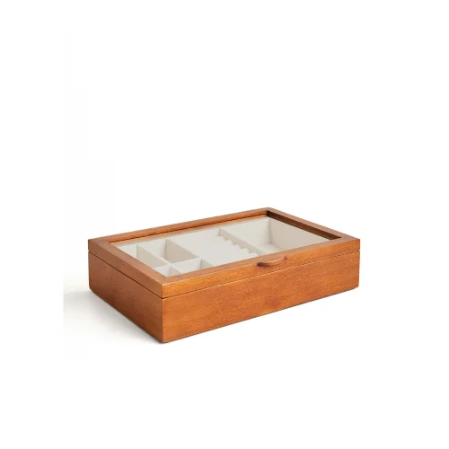 The Mia - Wooden Jewelry Box 6 Compartments 34x19x8 Cm