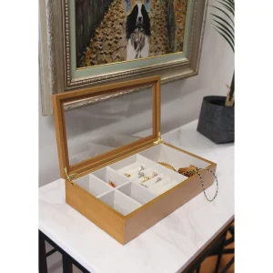 Wooden Jewelry Box 6 Compartments 34x19x8 Cm - 6