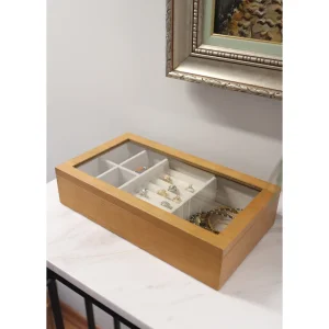 Wooden Jewelry Box 6 Compartments 34x19x8 Cm - 7