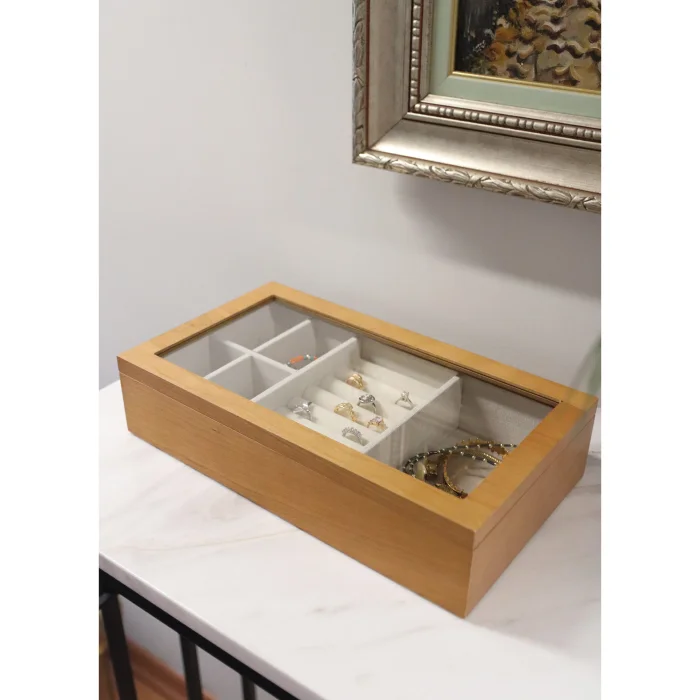 Wooden Jewelry Box 6 Compartments 34x19x8 Cm - 7