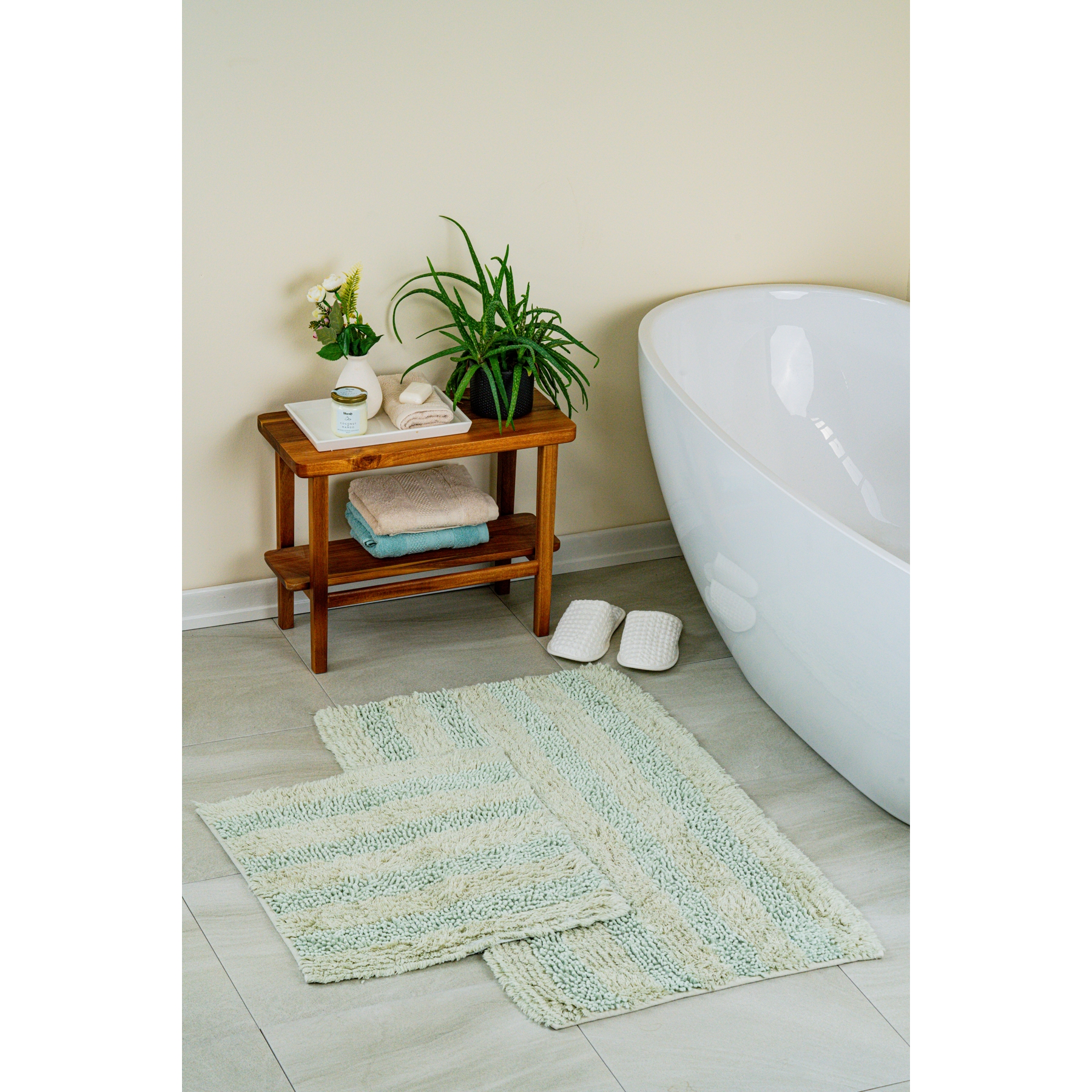 Luxury Softy Natural Cotton 2-piece Bath Mat Set 60x100+50x60