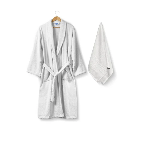 Bluenity - Softy-natural Cotton Extra Soft Bathrobe 50x90 Towel Set