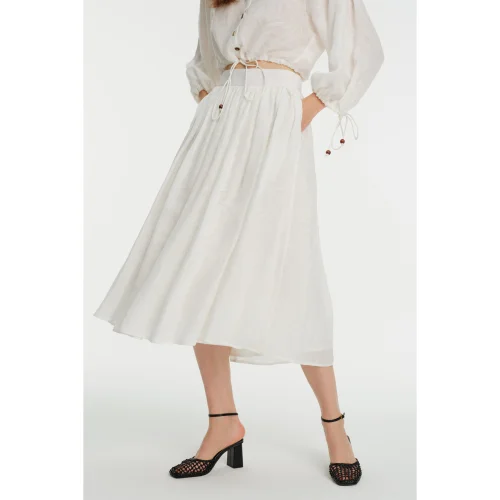 EXQUISE - Cotton Midi Skirt