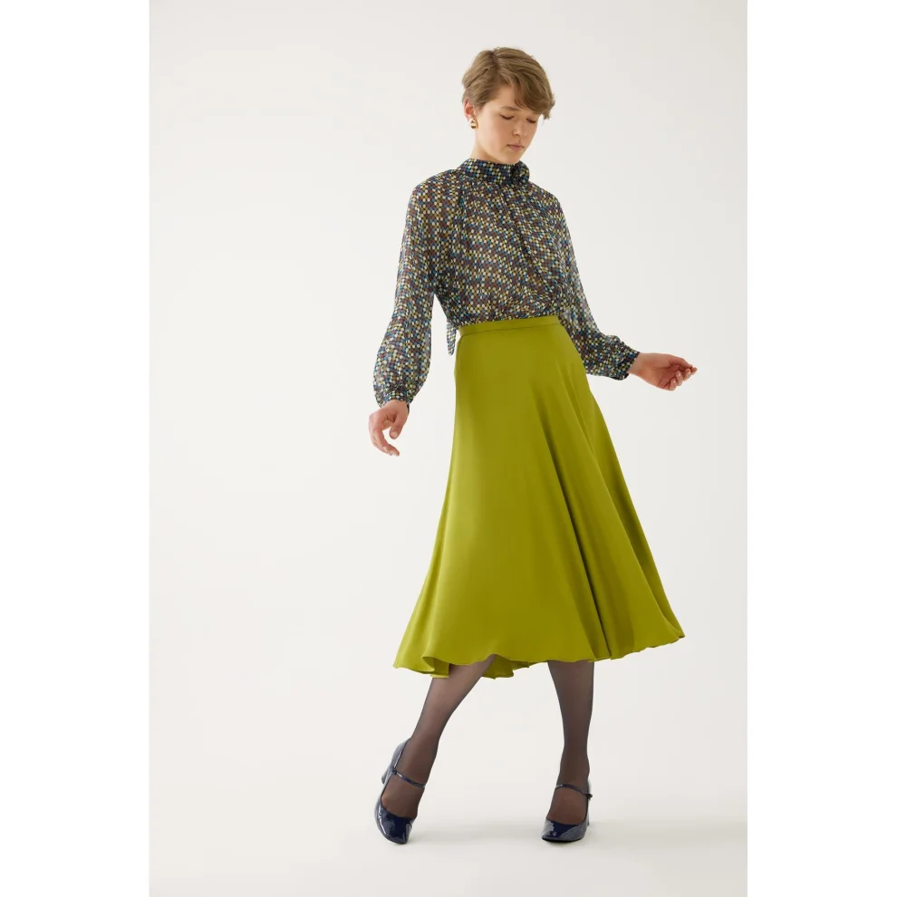 EXQUISE Oil Green Midi Skirt hipicon