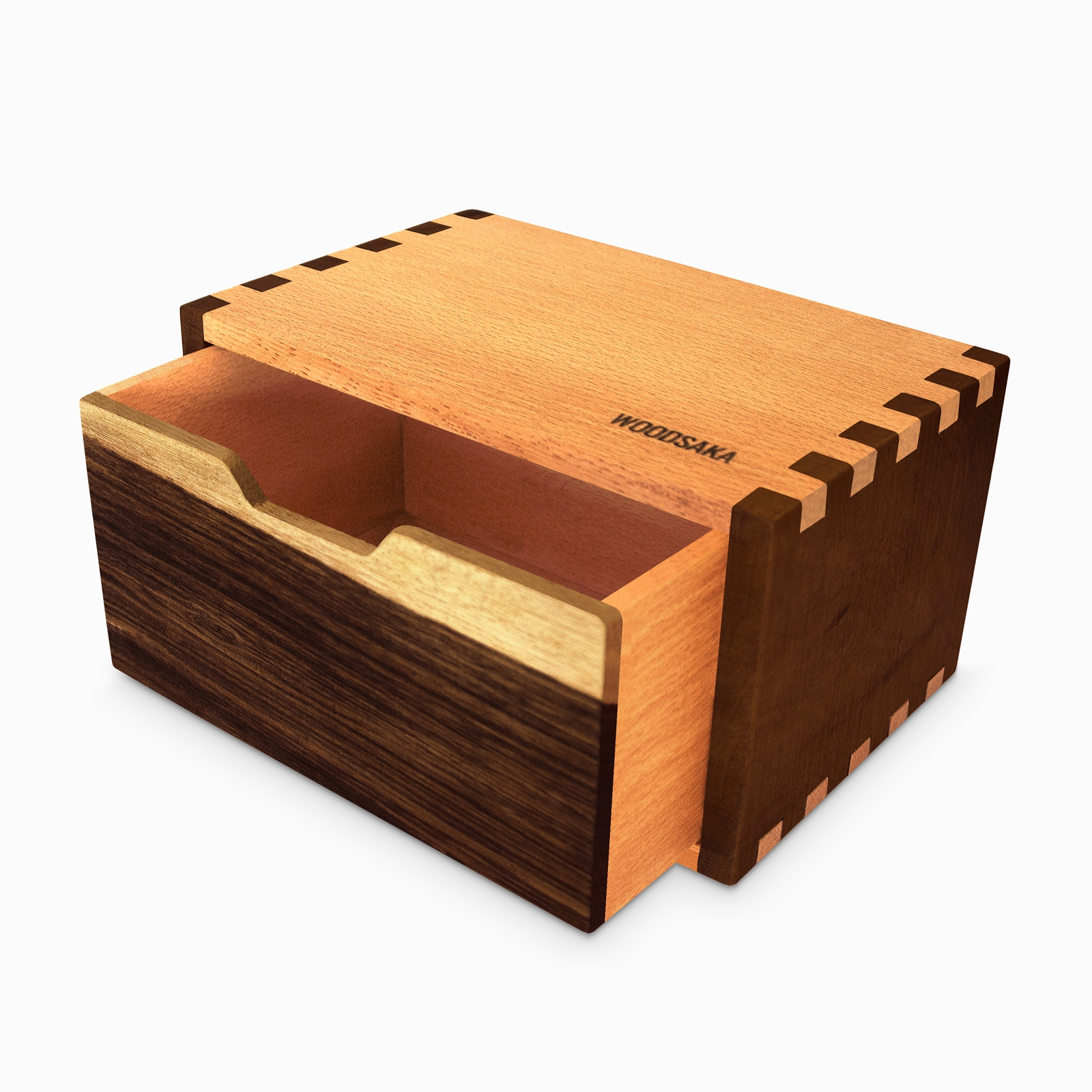 Desna Single-drawer Mini Cabinet & Desktop Stationery Organizer - Walnut And Hornbeam Wood