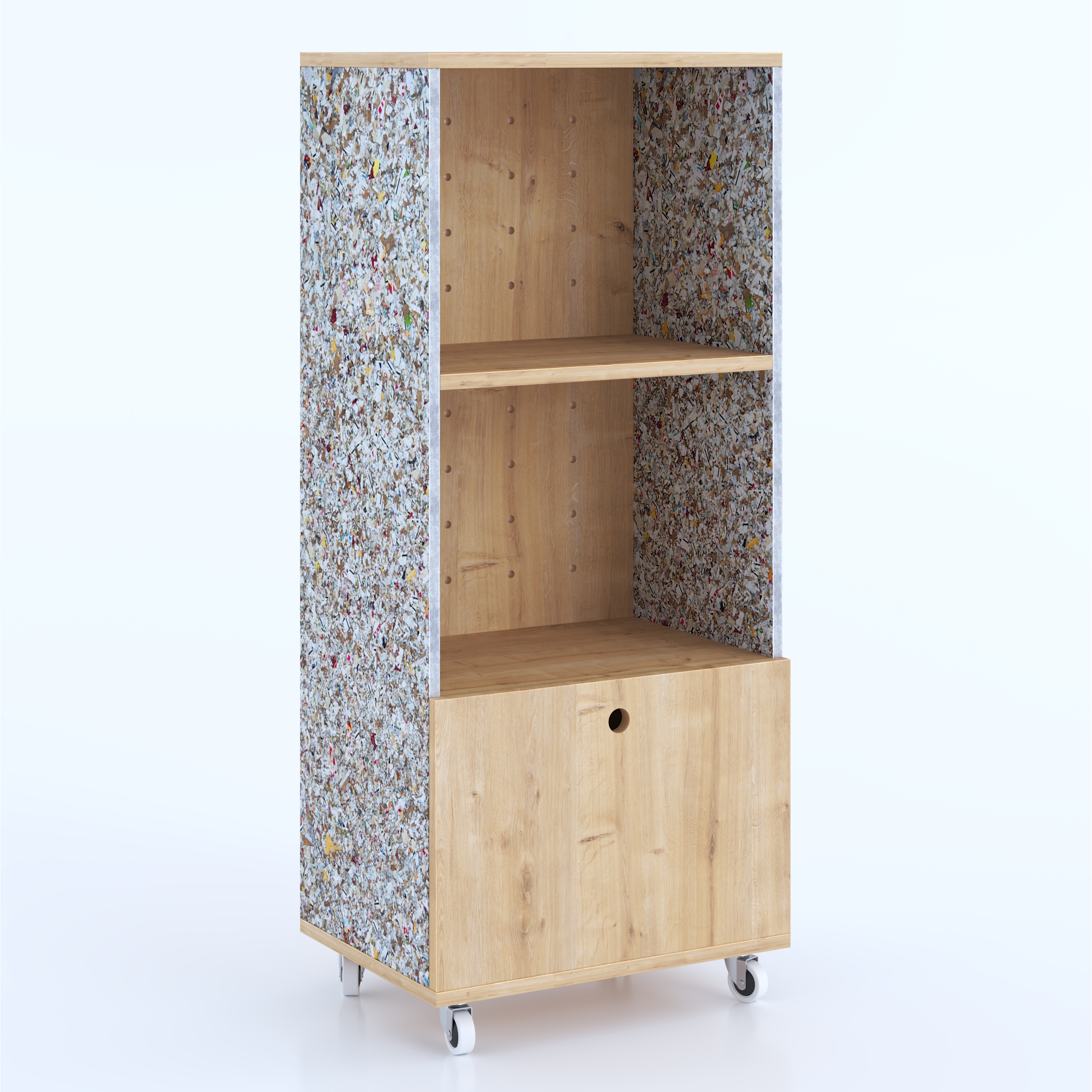 Mevs Modular Bookshelf With Wheels Recycled (rcp) Upcycle Bookcase With Door Open Shelves Free Standing Storage Cabinet