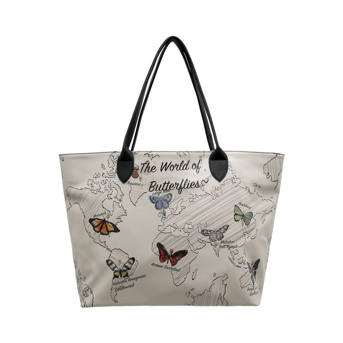 Women Vegan Leather Shoulder Bag - World Of Butterflies Design