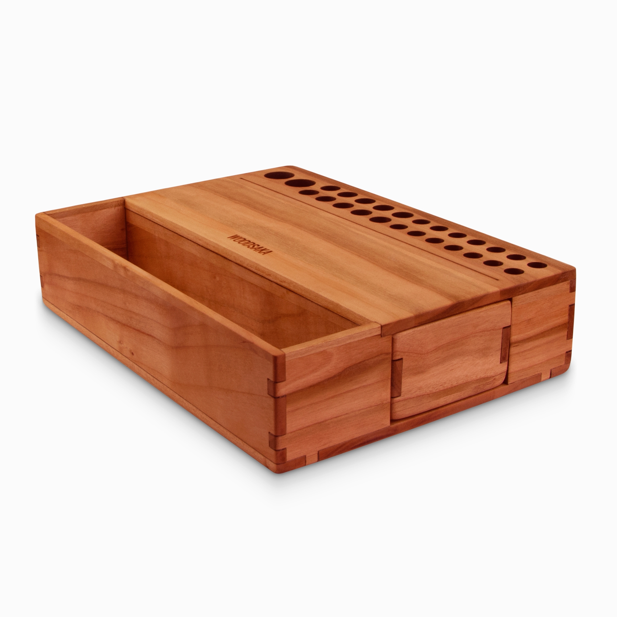 Reka - Mini Organizer - Drawer And Open Storage Compartment - Cherry