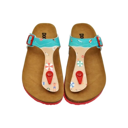 DOGO - Women Vegan Leather Slippers - A Bird's Eye View Of Beach Design