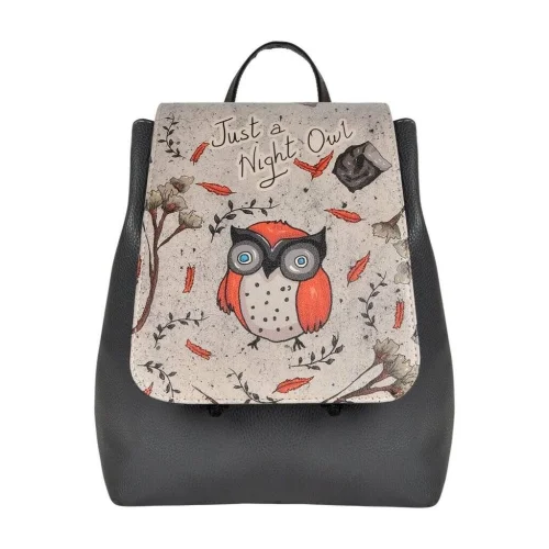 DOGO Women Vegan Leather Backpack Night Owl Design hipicon