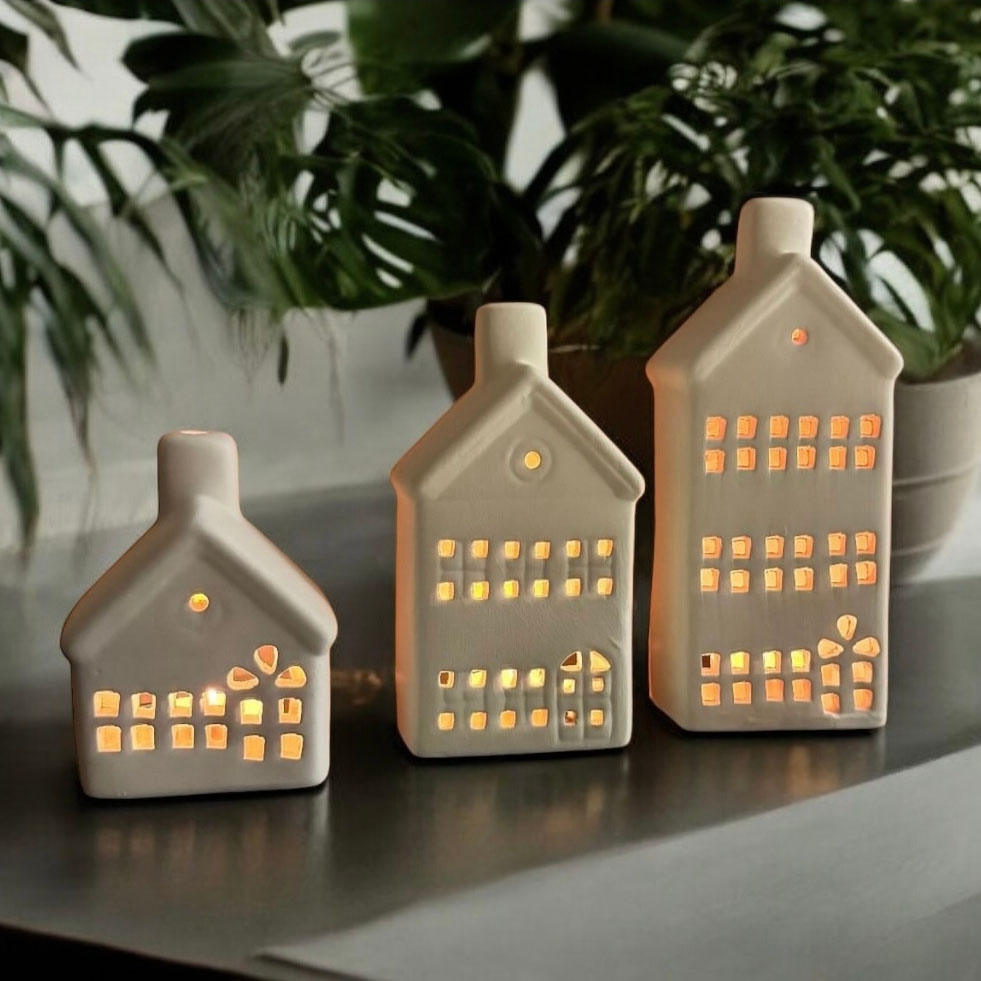 Ceramic Triple Home Candle Holder