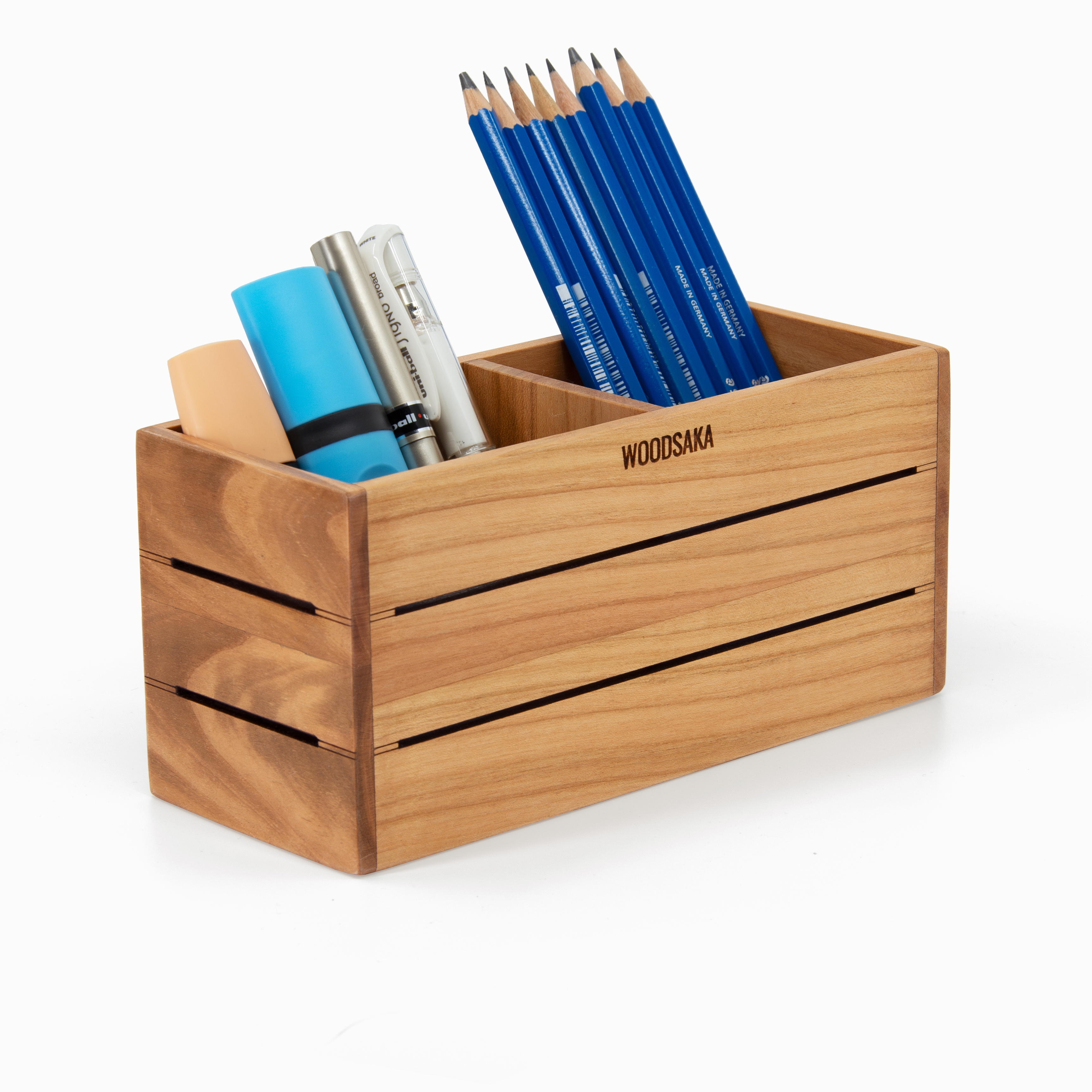 3line Two-section Pen Holder - Cherry Wood