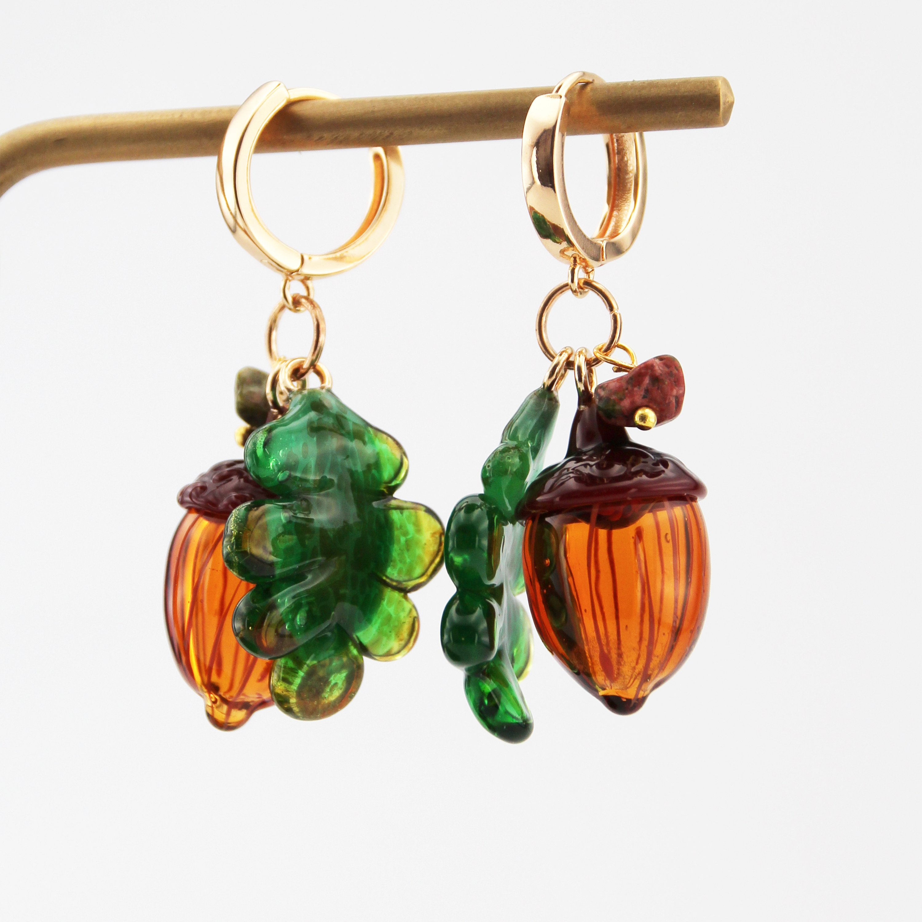 Acorn Lampwork Glass Earrings