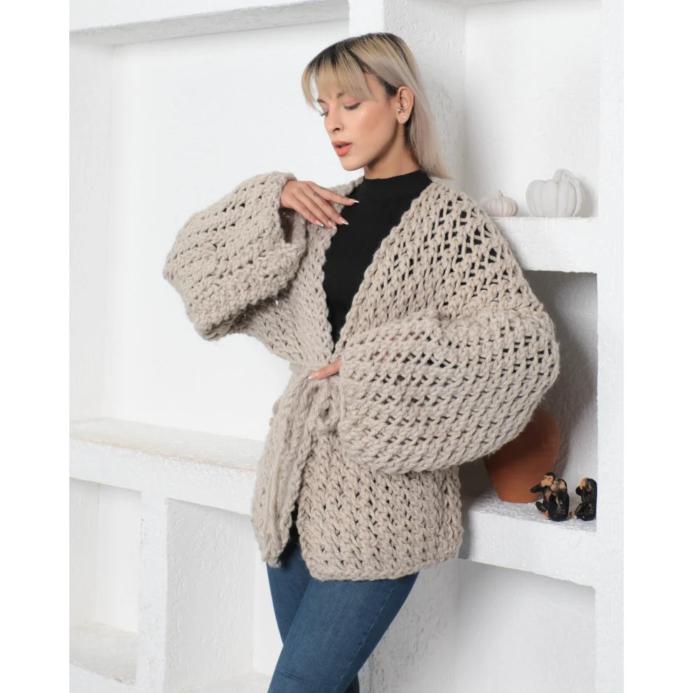 Tan wool cardigan store