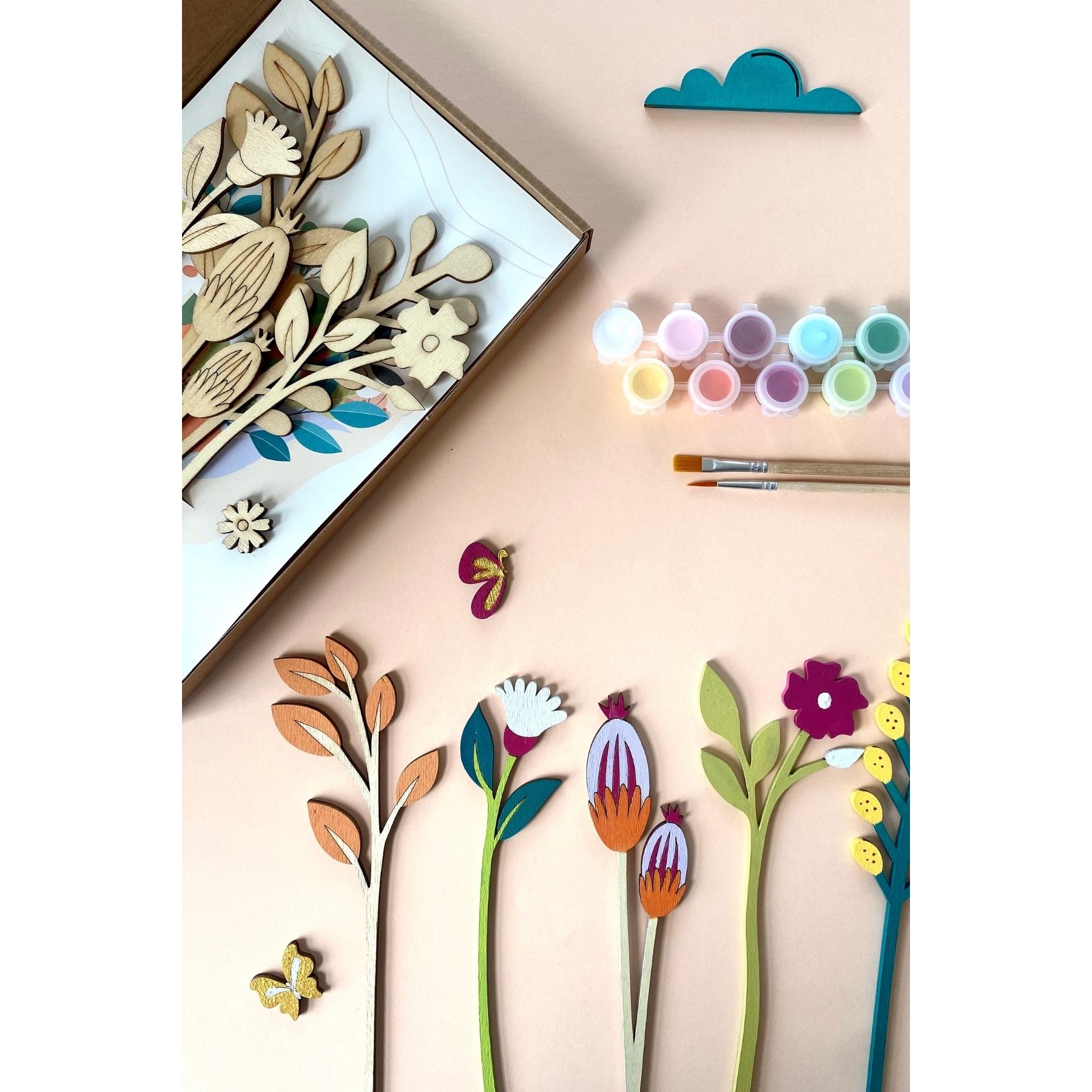 Flowers Wood Painting Hobby Set 2