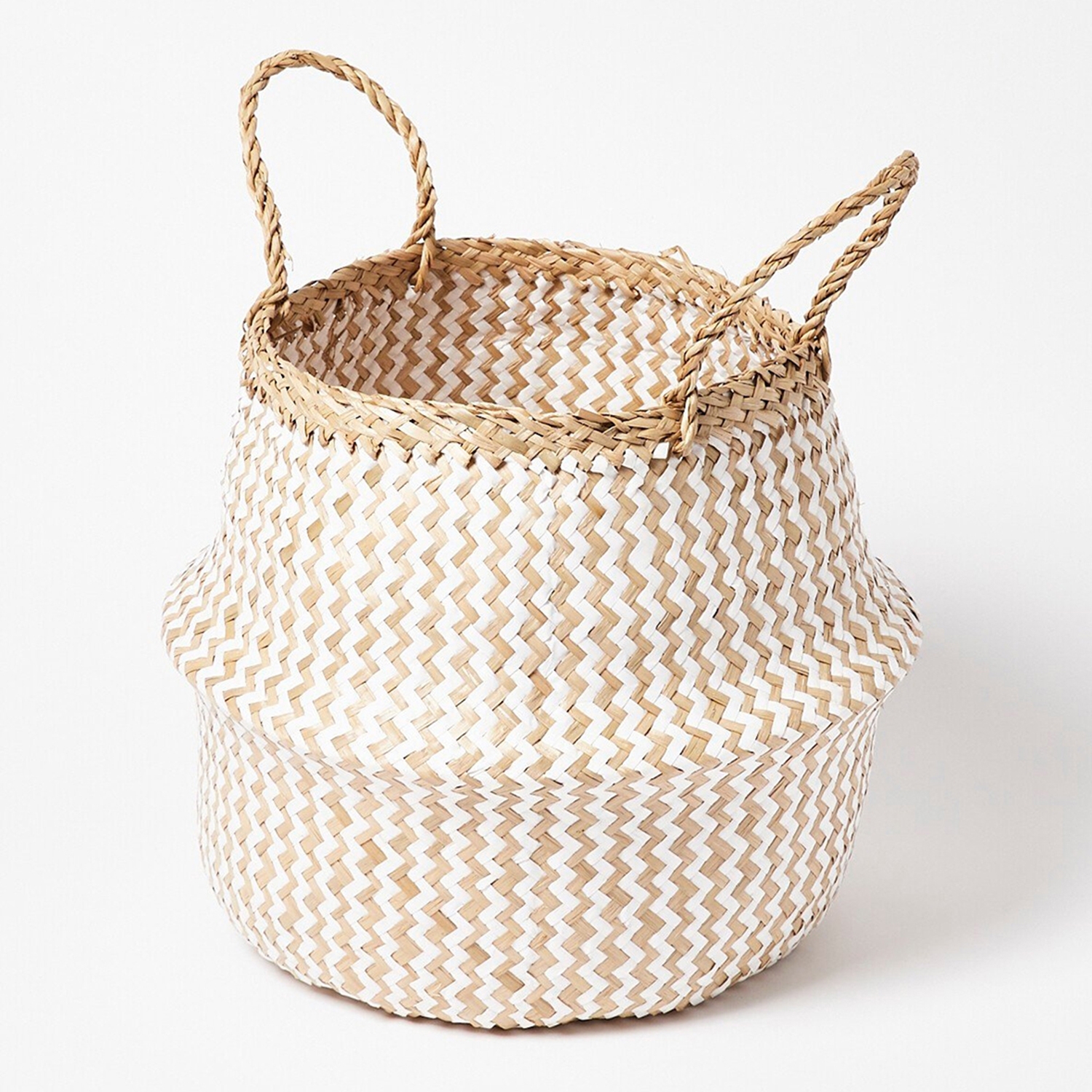 Handmade Natural Zigzag Wicker Basket Planter