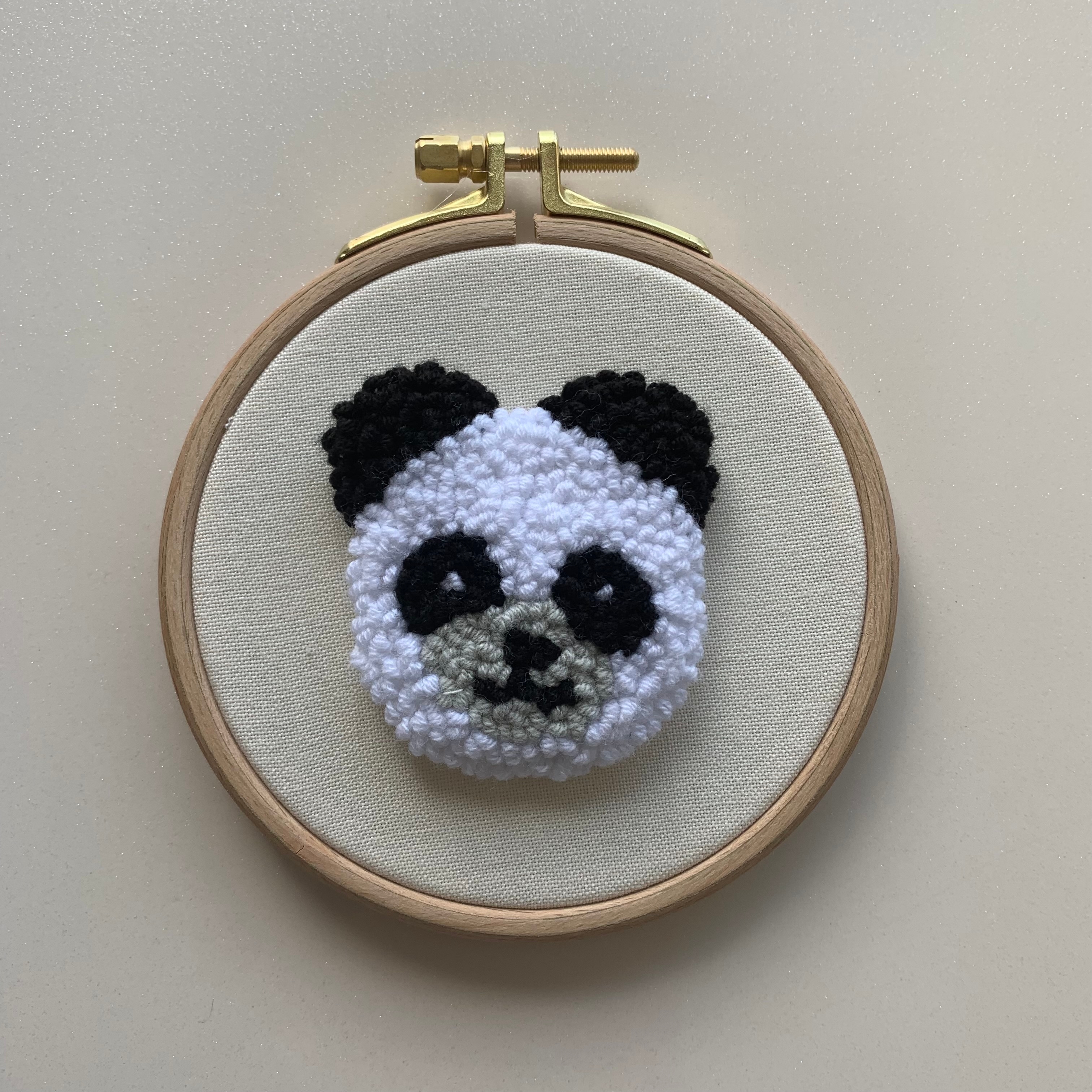 Panda Punch Embroidery Hoopart Wall Decor