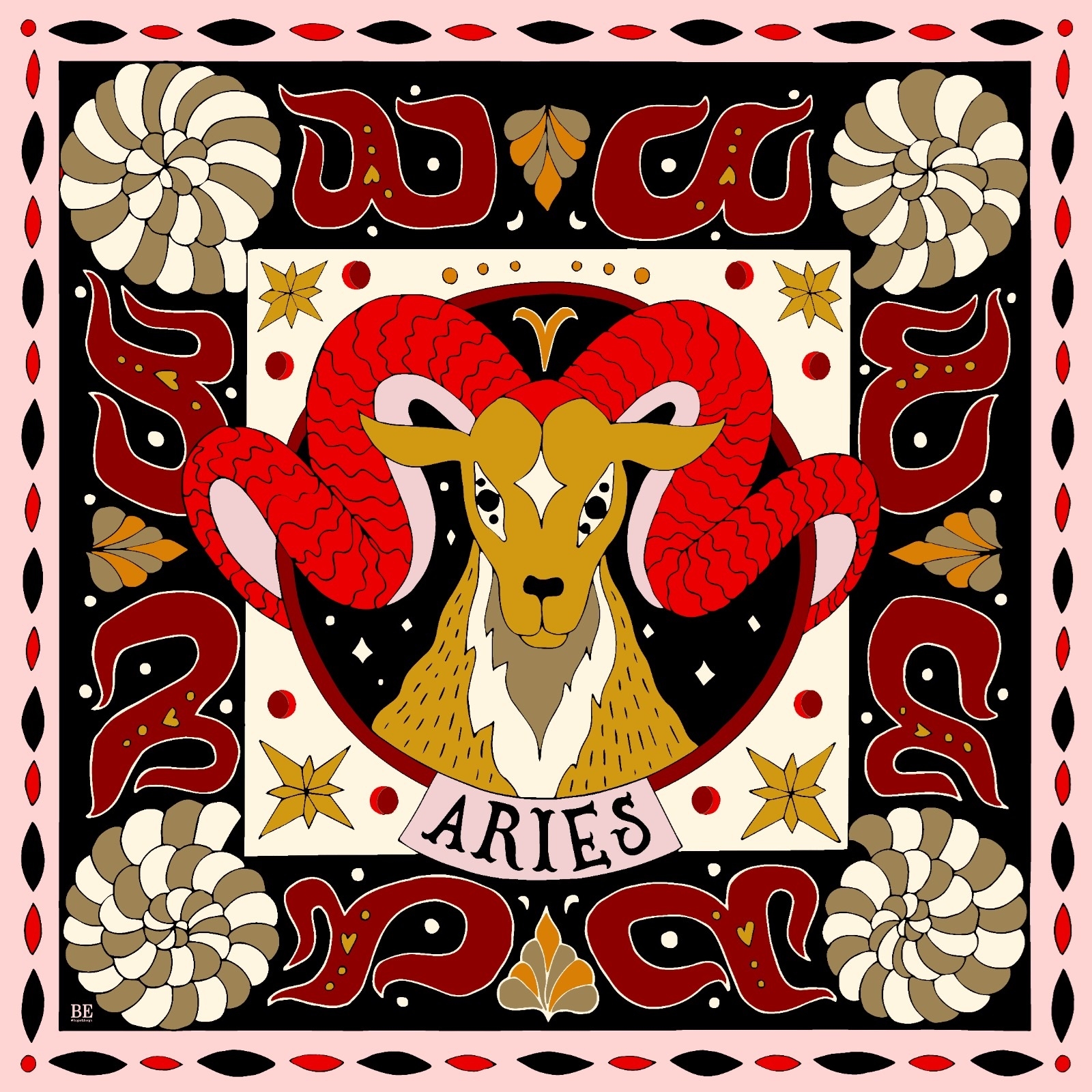 Aries Themed Bandana Scarf