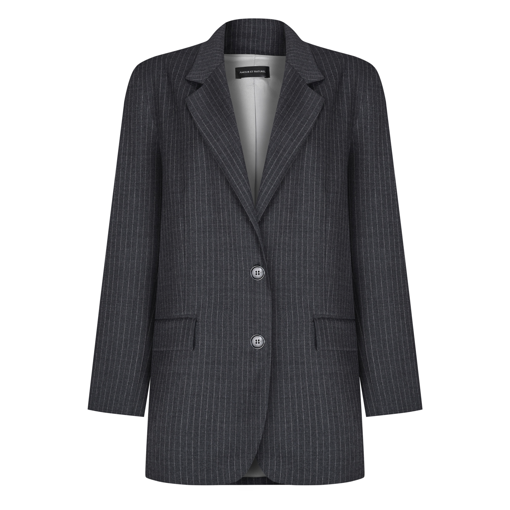 Pinstripe Yünlü Oversize Blazer