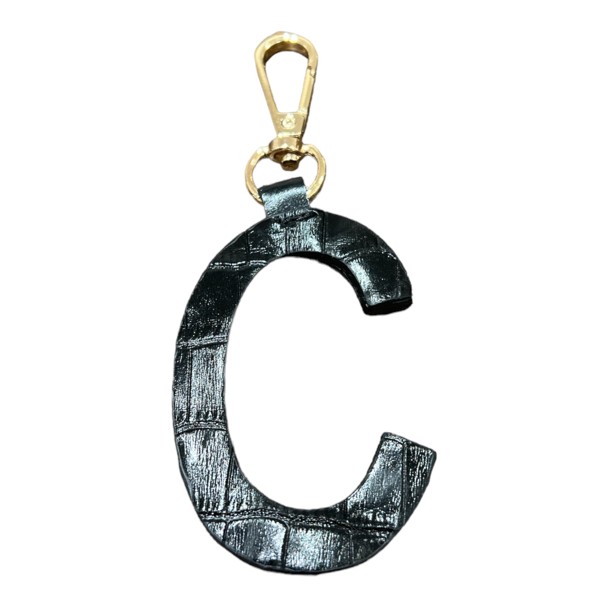 Letter C Leather Keychain