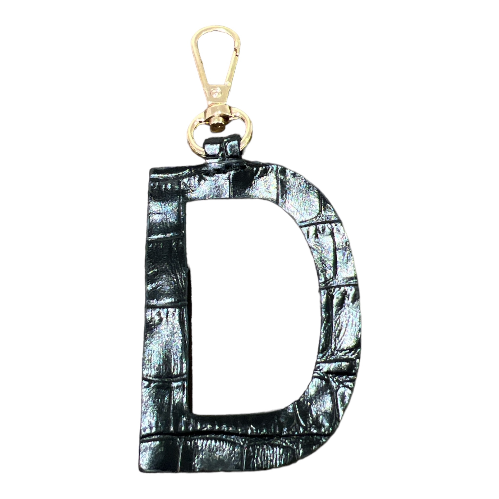 Letter D Leather Keychain