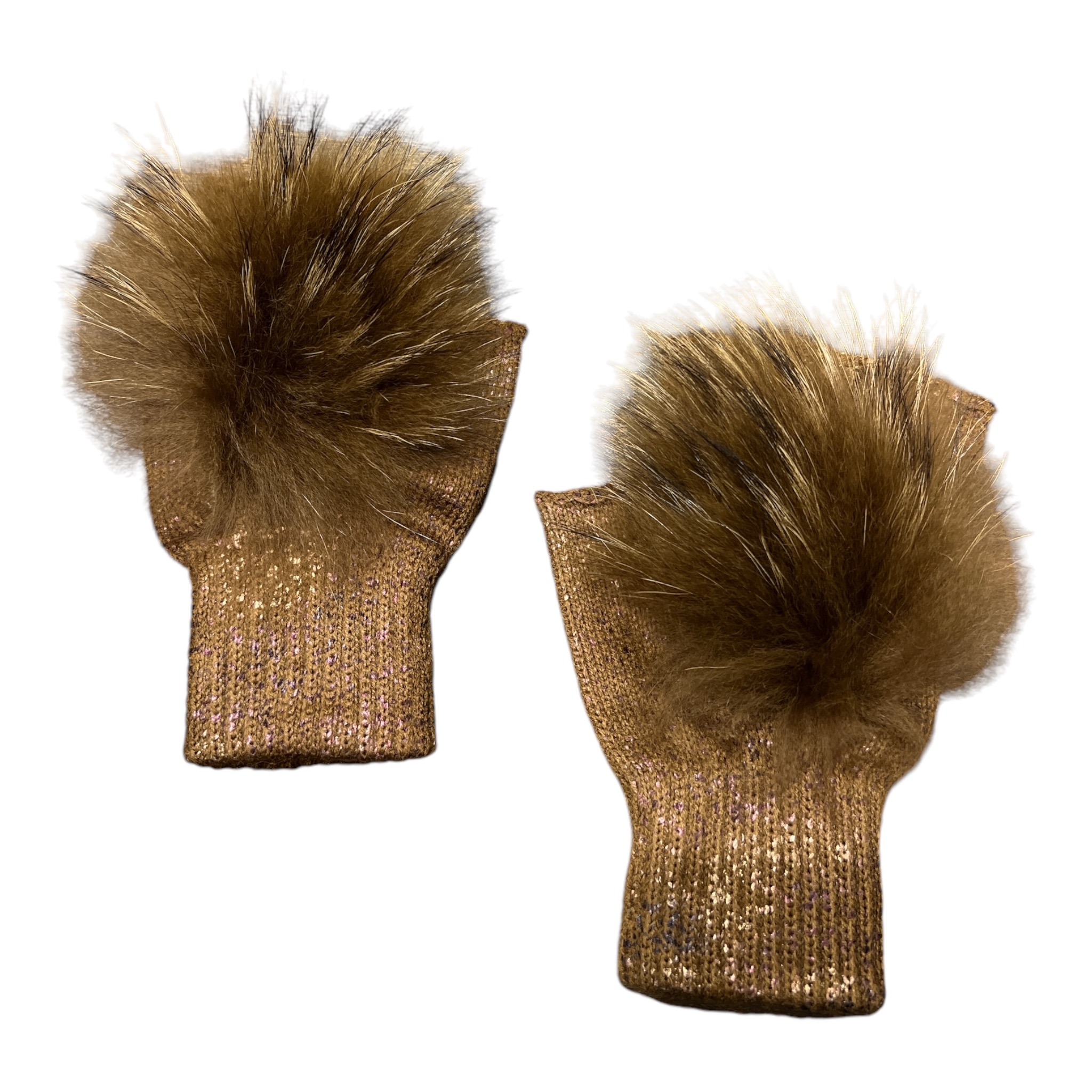 Shiny Fingerless Fur Gloves