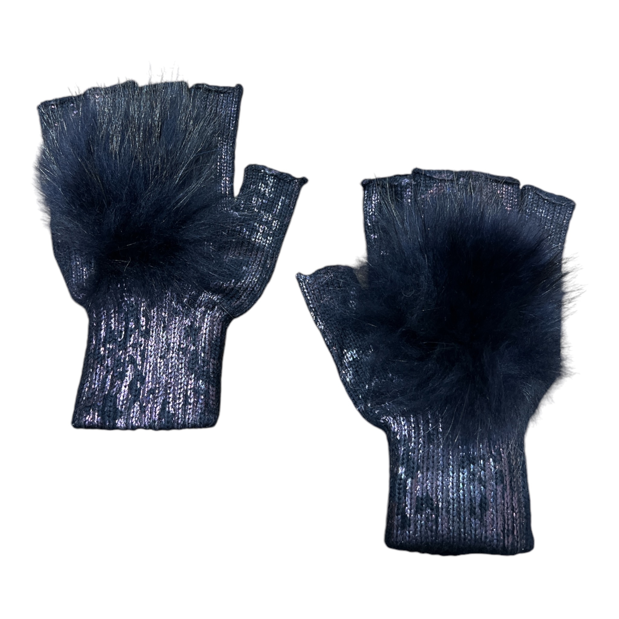 Shiny Fingerless Fur Gloves