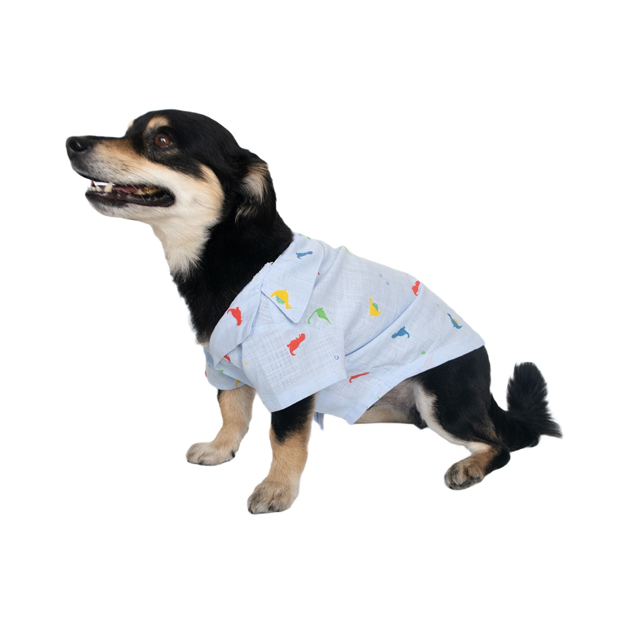 Dinosaur Patterned Light Dog Shirt