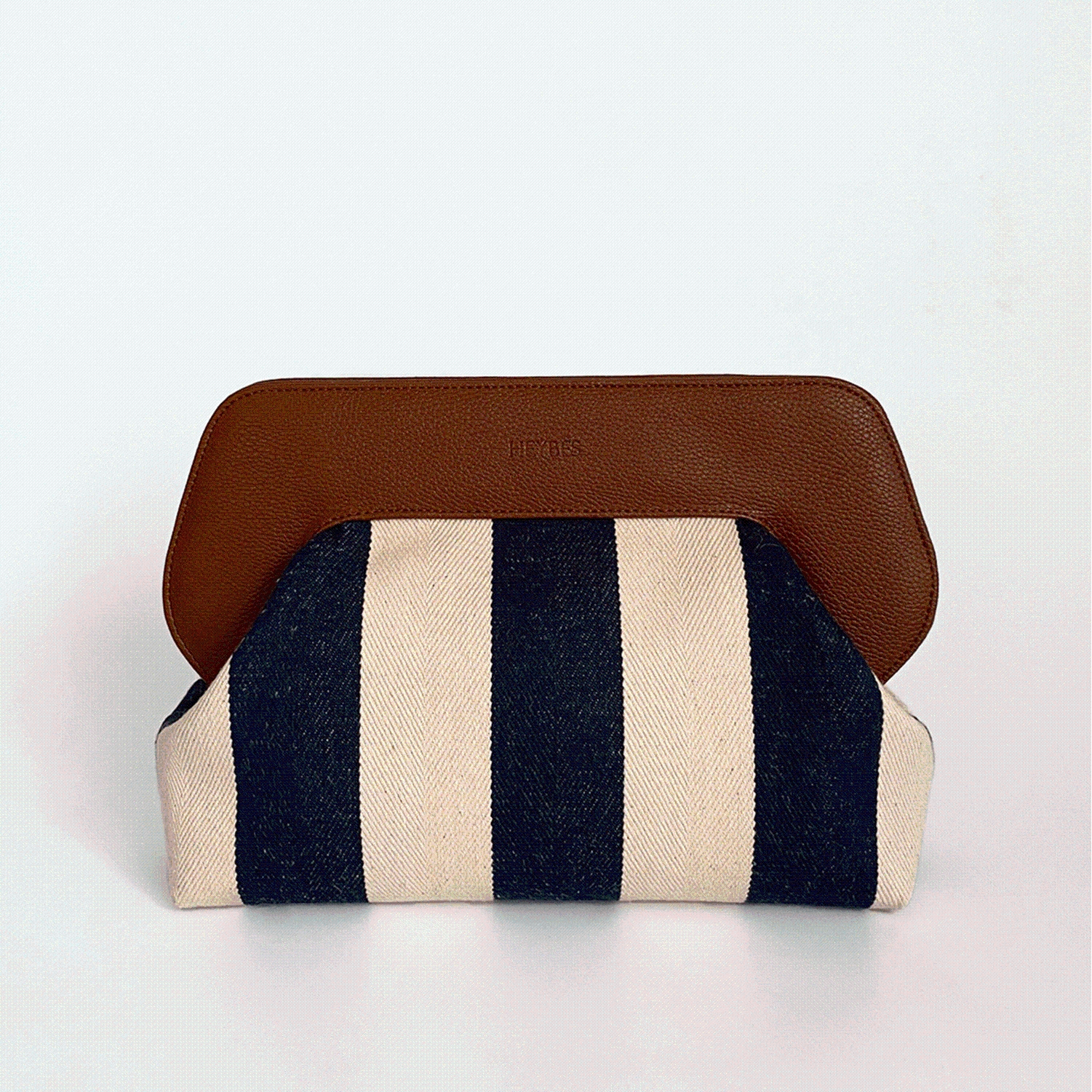 Stripe Patterned Canvas Clutch Hand Bag