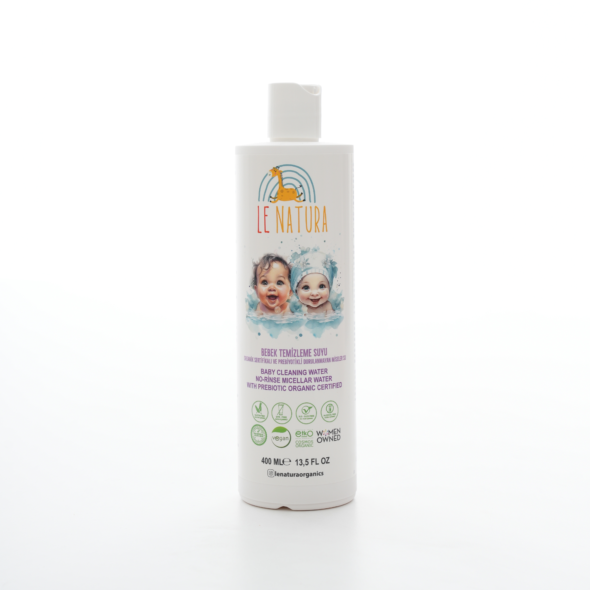 Organic & Vegan Certified Prebiotic Glutenfree Nonrinse Baby Micellar Cleansing Water 400 Ml