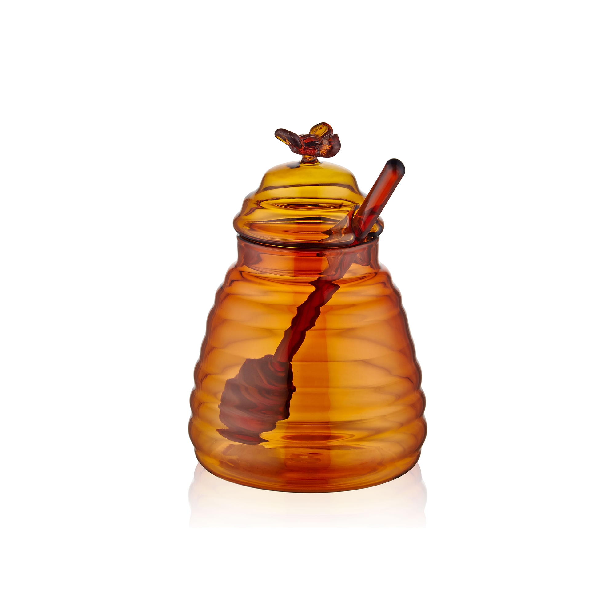 Glass Honey Jar Amber 13 Cm