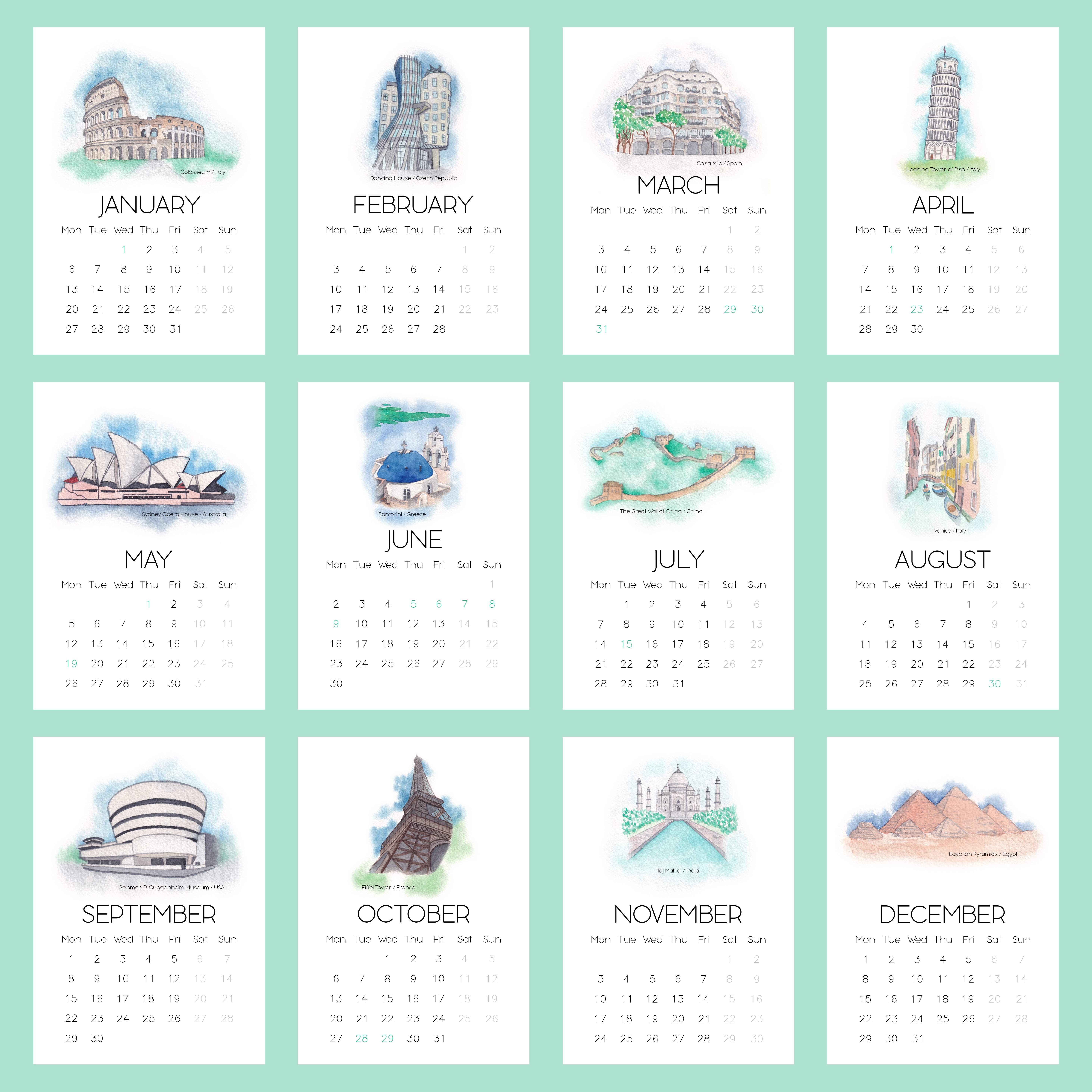 2025 Iconic Buildings Desk Calendar - Without Stand