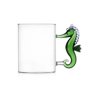 Green Seahorse Figured Glass Mug