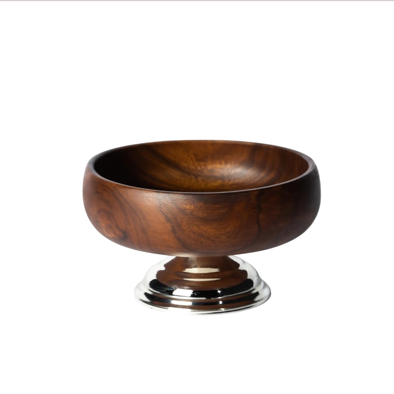 Wooden Presentation Bowl With Silver Legs