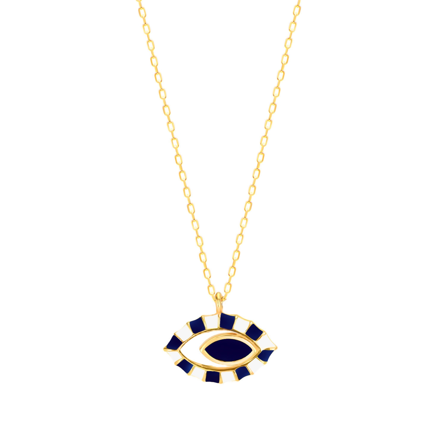 Dora Enameled Silver Eye Necklace