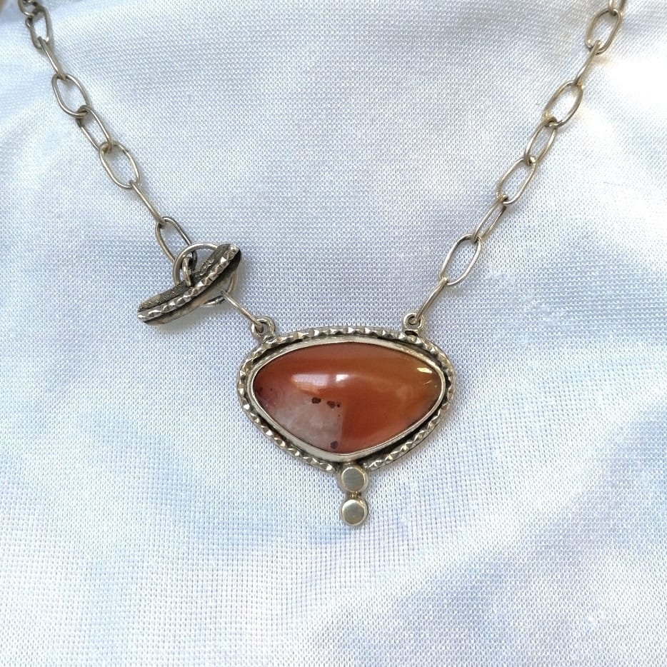 Agate Stone Silver Necklace