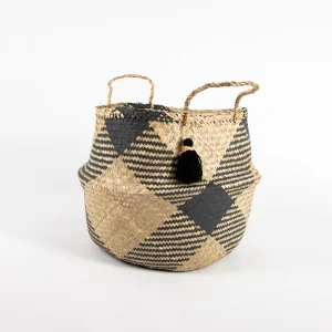 Handcrafted Natural Wicker Basket Plant Stand 01