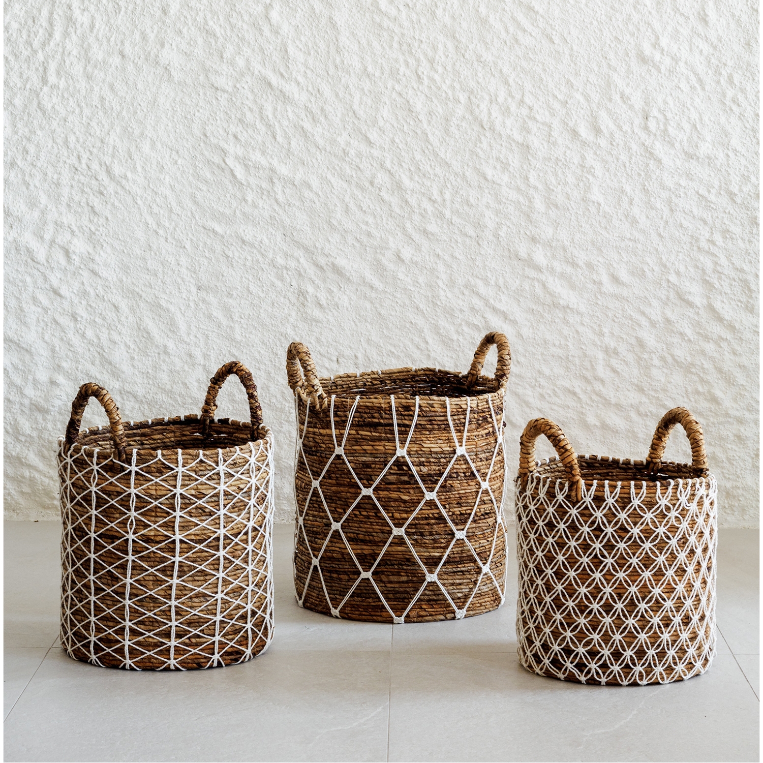 Rope Woven Basket Set 3-piece